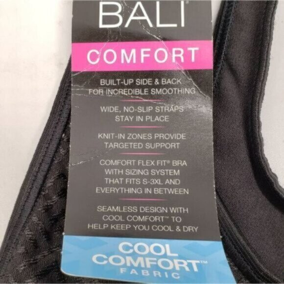 NEW Bali Smoothing Comfort Bra Black Wide Strap Support Size Small - Picture 6 of 9